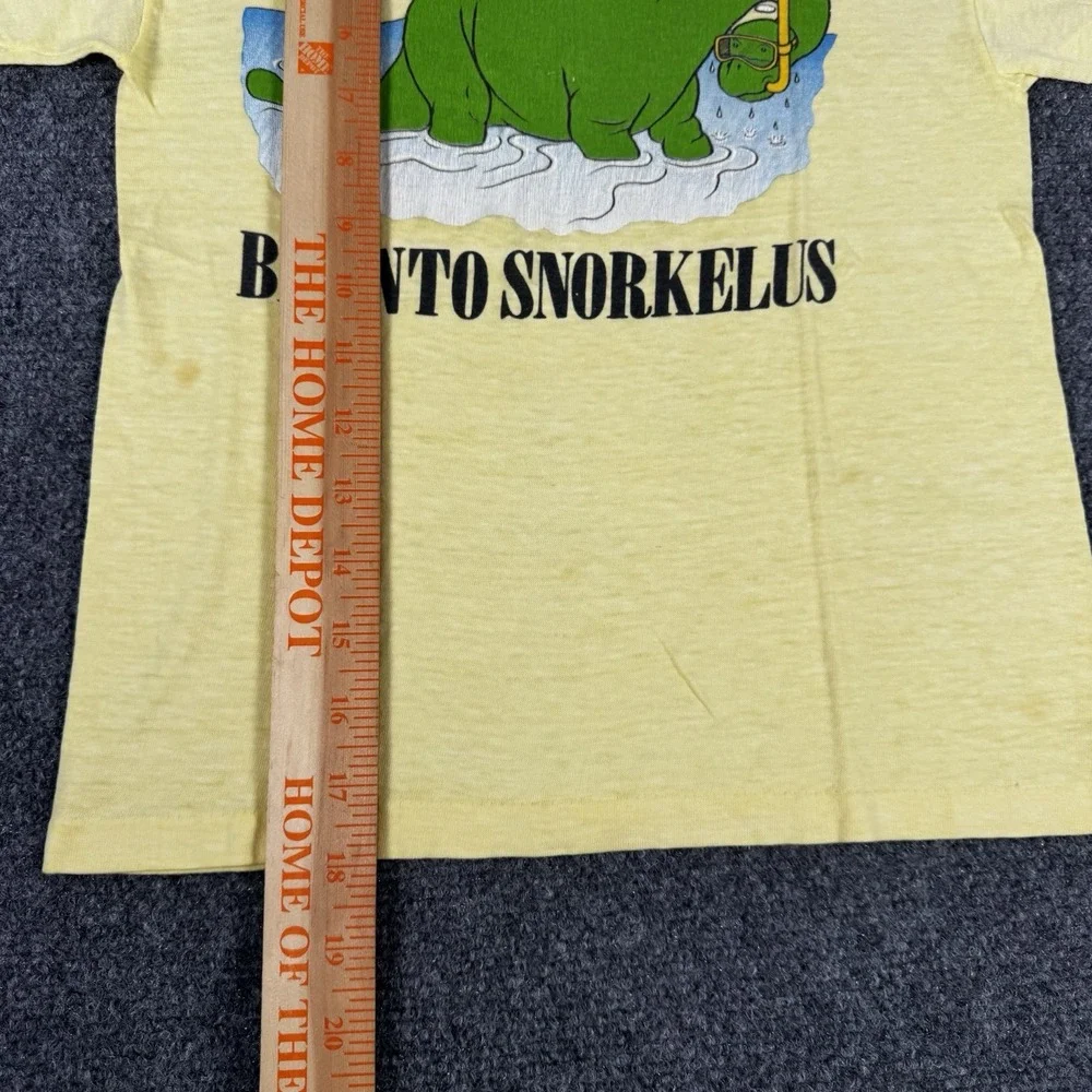Vintage Bronto Snorkelus Dinosaur Beach T Shirt Kids M 10/12 Made USA Funny 80s